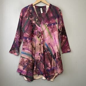 Cubism Cardigan Size Small Sweater Boho Abstract Artsy Dopamine Y2K Glitter